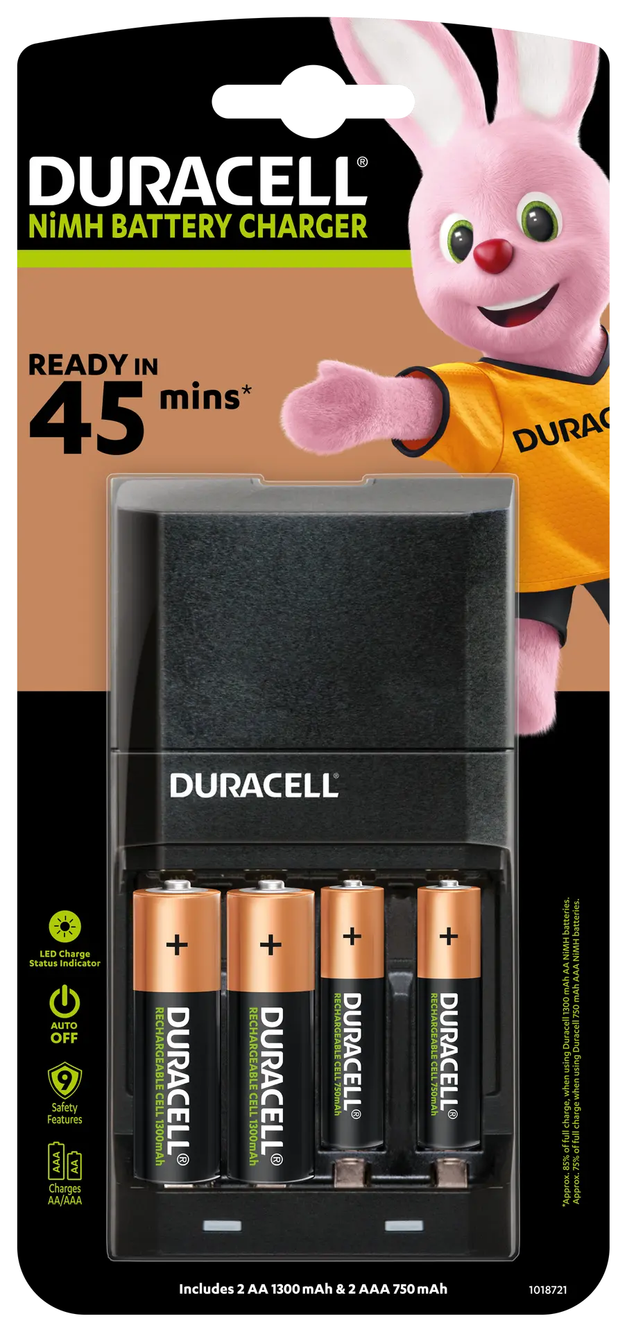 Duracell 45 Minutes Battery Charger with 2 AA and 2 AAA Batteries - view 2
